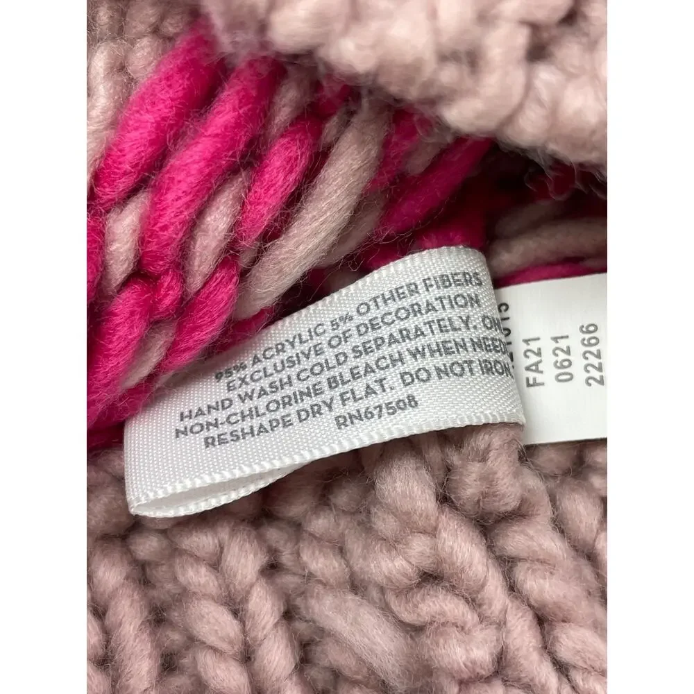 NEW Jenni Multicolor Fair Isle Chunky Knit Pompom Winter Bonnet Beanie Hat OS